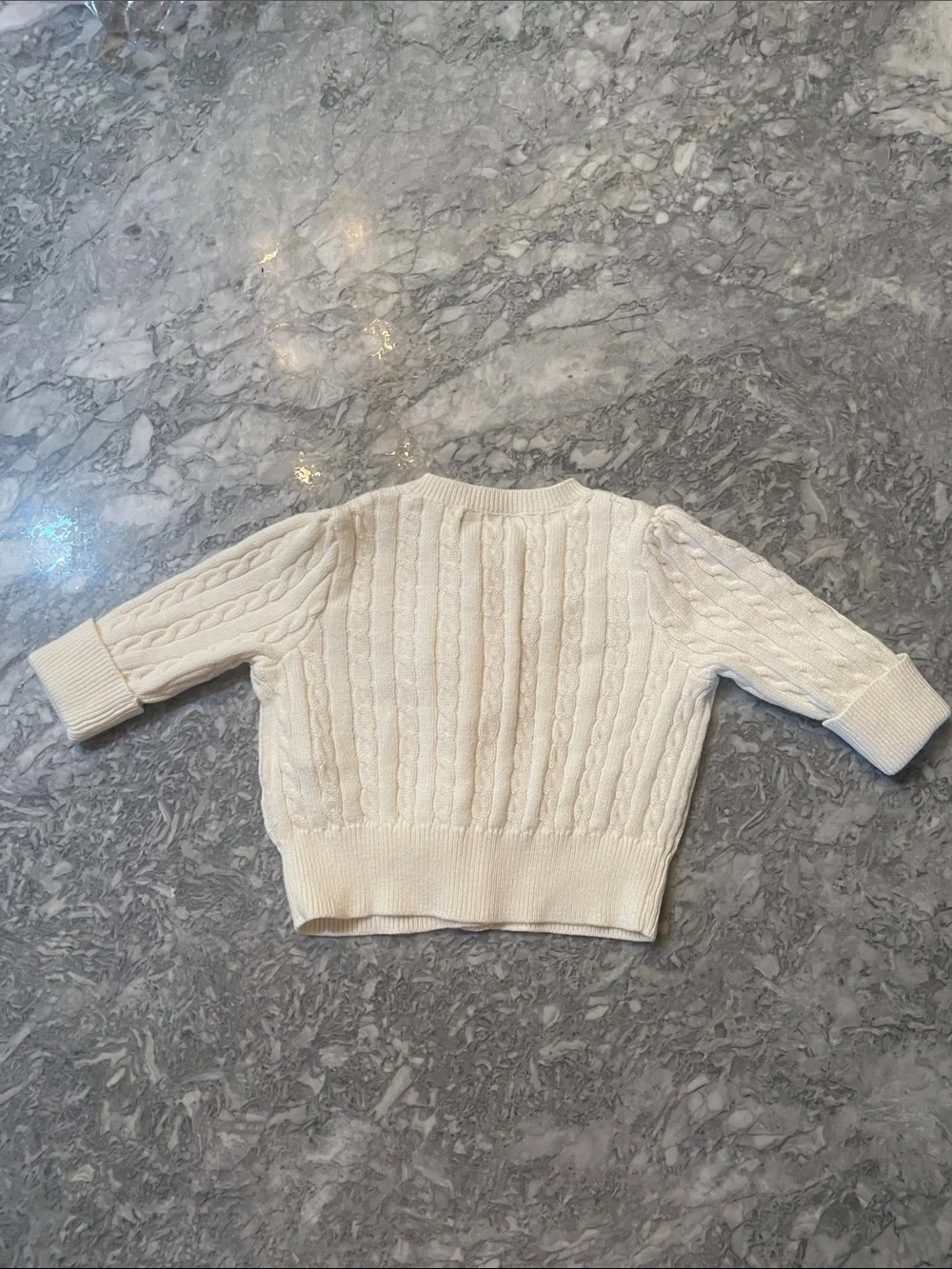 Ralph Lauren Baby Cream Cable-Knit Cardigan with Pink Pony